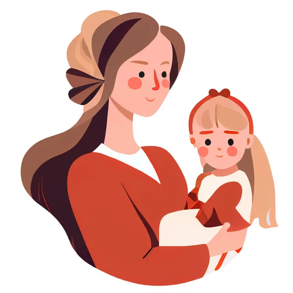 Векторна Ілюстрація Матері Своєю Прекрасною Сім Відзначає День Матері — стоковий вектор