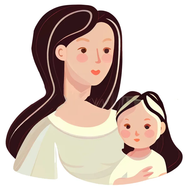 Векторна Ілюстрація Матері Своєю Прекрасною Сім Відзначає День Матері — стоковий вектор