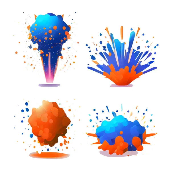 Vector Set Illustration Cartoon Style Explosion Stones — Stock Vector