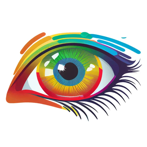 Vector Illustration Make Rainbow Colors Eye — Stock Vector