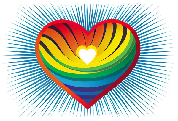 Vector Illustration Rainbow Heart Rainbow Colors Isolate — Stock Vector