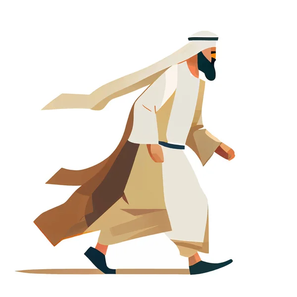 Ilustración Vectorial Del Hombre Árabe Ropa Tradicional Aislada Sobre Fondo — Vector de stock