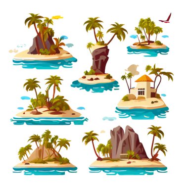 Tropikal ada izolasyonunun vektör illüstrasyonunu ayarla.