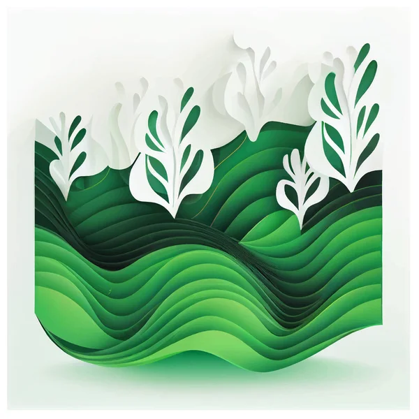 Ilustração Vetorial Verde Eco Fundo Terra Dia — Vetor de Stock