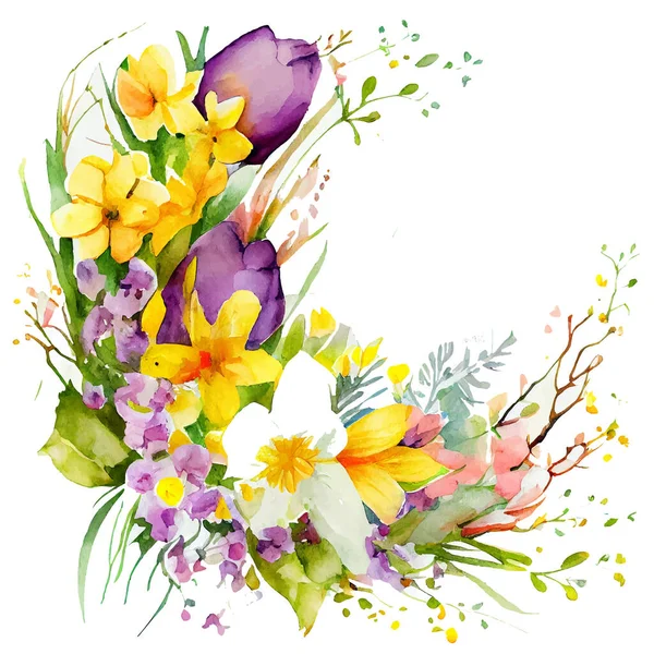 Illustration Vectorielle Bordure Cadre Feuille Fleur Avec Espace Vide Sur — Image vectorielle