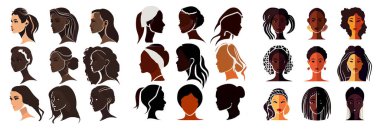 Beyaz arka planda izole edilmiş etnik kadının vektör illüstrasyonunu ayarla .