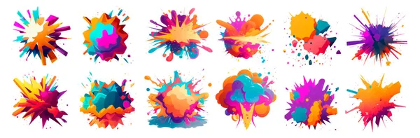 Set Vector Illustration Explosion Elements Isolated White Background — Stock Vector