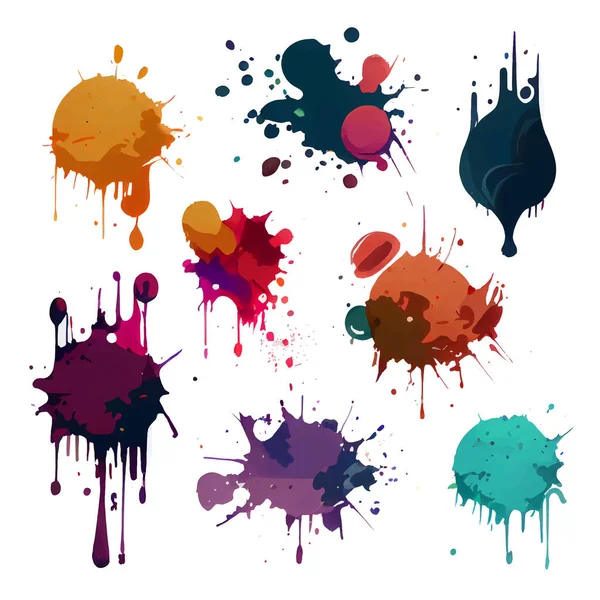 Set Vector Ilustración Holi Polvo Salpicadura Blanco Aislado Indio Tradicional — Vector de stock