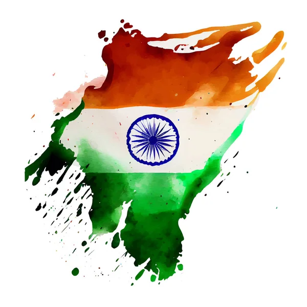 Akvarel Vektor Ilustrace Indické Vlajky Izolovat Bílém Pozadí — Stockový vektor