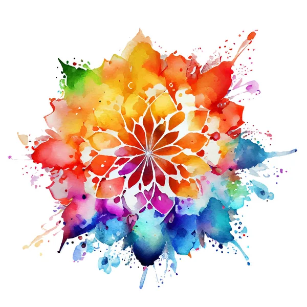 Ilustración Vectorial Acuarela Mandala Colorido Aislado Sobre Fondo Blanco — Vector de stock