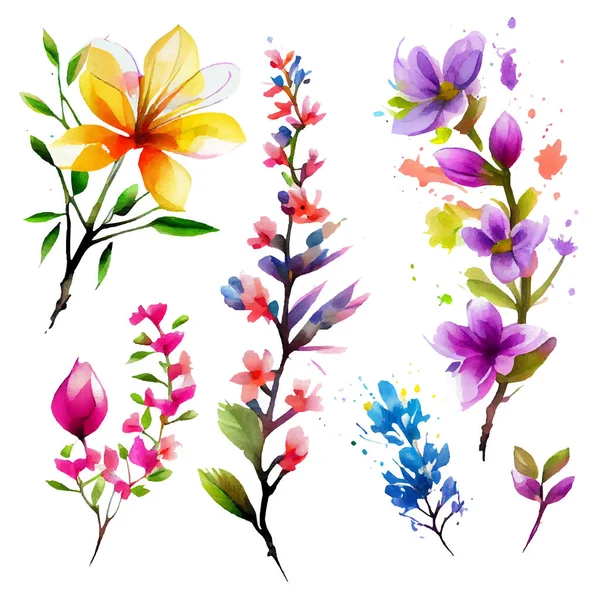 Uppsättning Vektor Illustration Blommande Blommor Isolera Bakgrund Internationella Kvinnodagen Och — Stock vektor