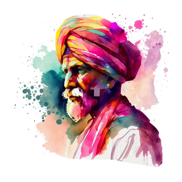Акварель Векторная Иллюстрация Человека Выбирающего Счастливый Индийский Фестиваль Красочной Пылью — стоковый вектор