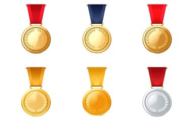 Beyaz arkaplanda en iyi izolasyon için altın madalya ödülünün vektör illüstrasyonunu ayarla.