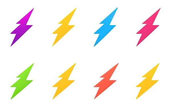Set Vector Illustration Lightning Symbol Sign Attention Isolate White Background — Stock Vector