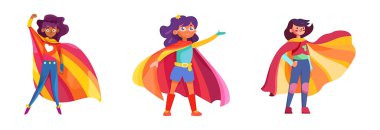 Beyaz üzerine gökkuşağı bayrağı asılmış Afro-Amerikan kadının vektör çizimini ayarla.