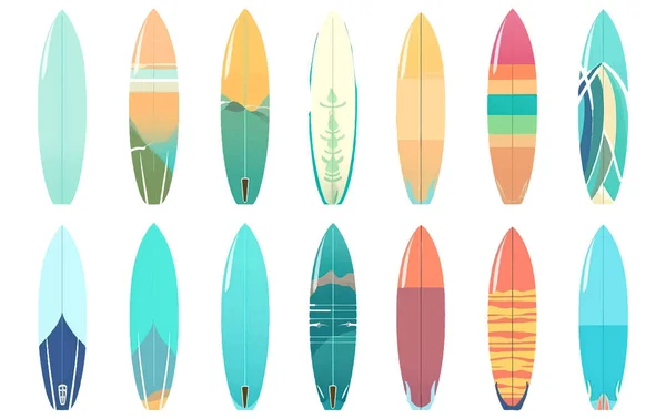 stock vector ui set vector illustration of colorful surfboard ready for beach vacation isolated on white background.