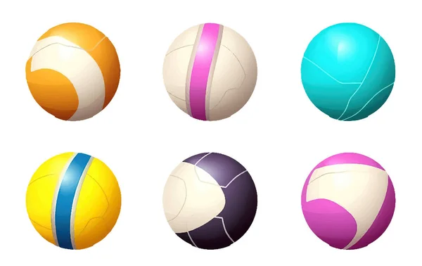 Set Vector Illustration Colorful Beach Ball Isolated White Background — Stock Vector