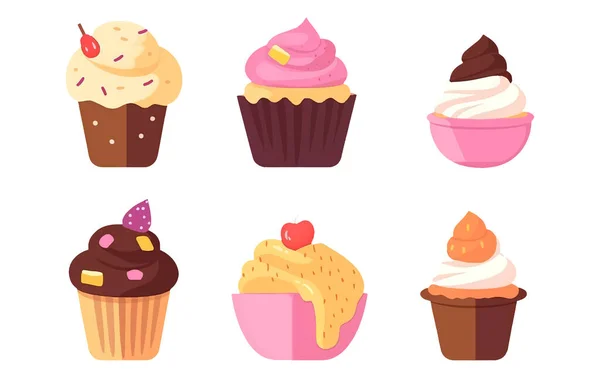 ピンク色の甘いパンケーキのセットベクトル図 — ストックベクタ