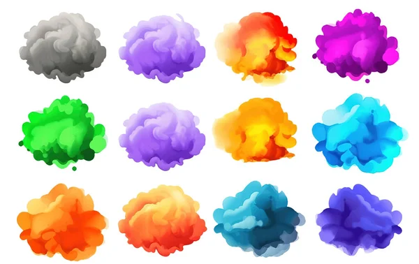 Impostare Vecor Illustrazione Nuvola Multicolore Isolato Sfondo Bianco — Vettoriale Stock