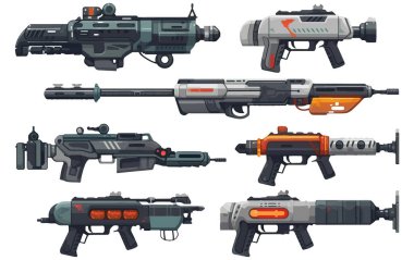 Evet, beyaz arkaplanda izole edilmiş oyuncak tabancanın vektör illüstrasyonunu ayarla.