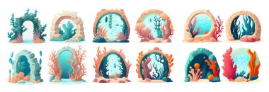 Geçit ui oyun düzeyinin vektör illüstrasyonunu beyaz arkaplanda konsept izolasyonuna ayarla.