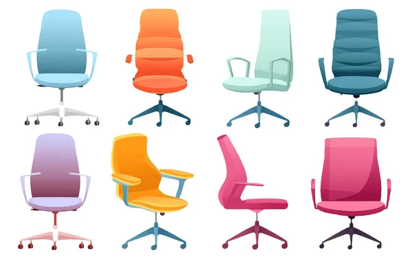 stock vector set vector illustration of colorful chairs isolated on white background.