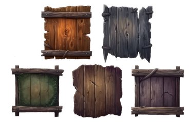 Beyaz arkaplanda izole edilmiş tahta cadılar bayramı telif uzayının vektör illüstrasyonunu ayarla.