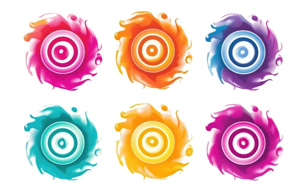 Set Vector Illustration Colorful Vortex Colorful Portal Isolated White Background — Stock Vector