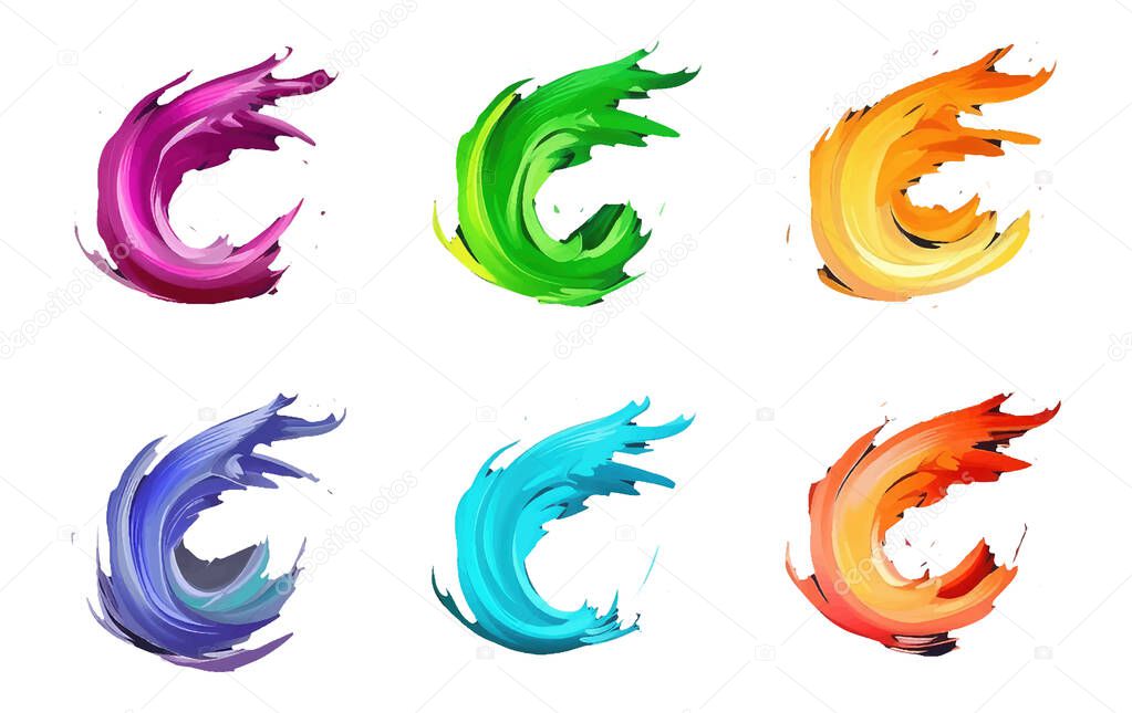 Ui set vector illustration of swirl tornado or juice isolated on white background.