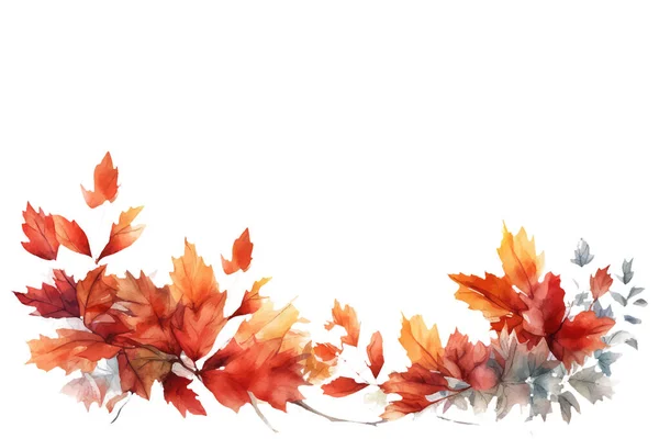 Watercolor Set Vector Illustration Autumn Theme Frame Isolate White Background — Stock Vector