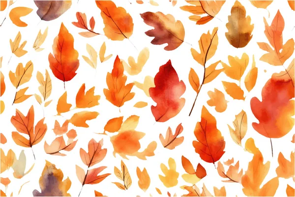 Aquarel Set Vector Illustratie Van Rood Oranje Bladeren Isoleren Witte — Stockvector
