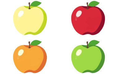 Beyaz arkaplanda izole edilmiş olgun elmanın vektör resimlemesini ayarla.