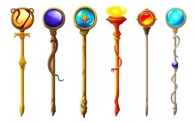 Sihirli asanın vektör illüstrasyonunu beyaz arkaplanda izole et.