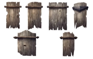 Beyaz arkaplanda izole edilmiş tahta cadılar bayramı telif uzayının vektör illüstrasyonunu ayarla.