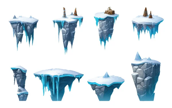 Conjunto Vetor Ilustração Gelo Plataforma Terra Glaciar Camadas Isoladas Sobre — Vetor de Stock
