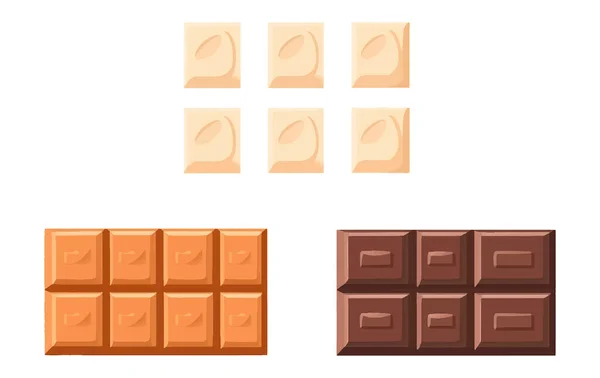 Set Vektor Illustration Von Schokolade Weiß Braun Und Weiß Mit — Stockvektor