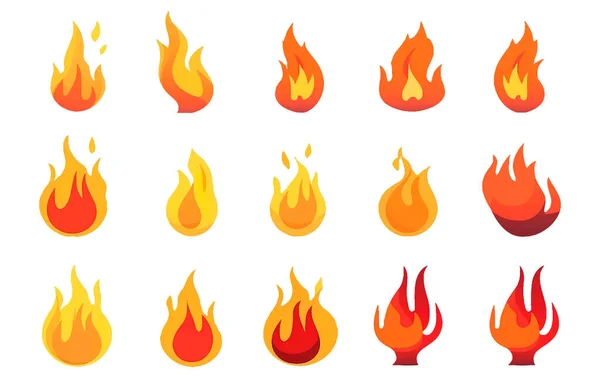 Σύνολο Διανυσματική Απεικόνιση Μιας Λάμψης Της Φωτιάς Από Μια Φωτιά — Διανυσματικό Αρχείο