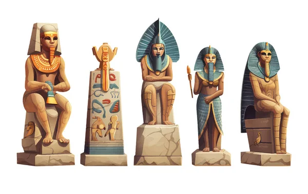 Set Illustration Vectorielle Vieux Sarcophage Égyptien Isolé Sur Fond Blanc — Image vectorielle