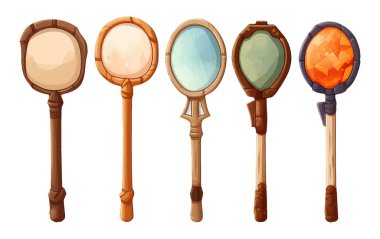 Evet, beyaz arka planda izole edilmiş kraliyet antika aynasının vektör çizimi..