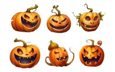 Cadılar Bayramı temalı balkabağının vektör illüstrasyonunu beyaz arkaplanda izole et.