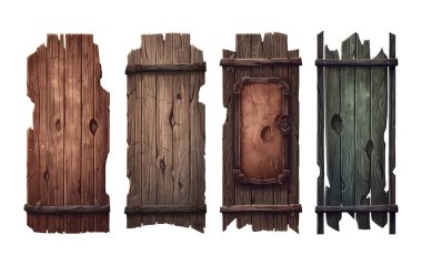 Beyaz arkaplanda izole edilmiş tahta cadılar bayramı telif uzayının vektör illüstrasyonunu ayarla.