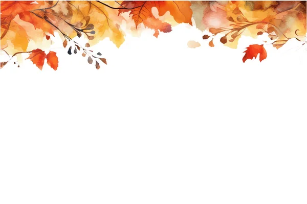 Акварельный Набор Векторной Иллюстрации Осенней Тематической Рамки Изолировать Белом Фоне — стоковый вектор