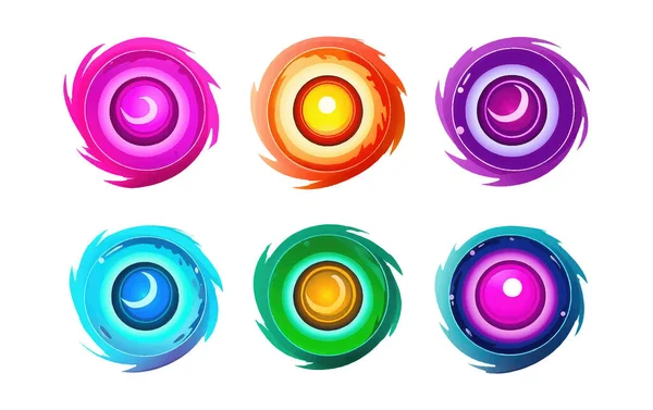 Set Vector Illustration Colorful Vortex Colorful Portal Isolated White Background — Stock Vector