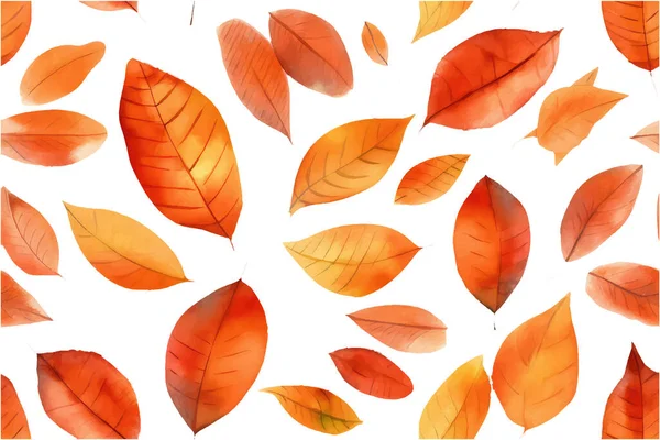 Akvarel Set Vektor Ilustrace Podzimních Listí Izolovat Bílém Pozadí — Stockový vektor