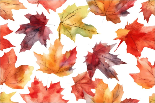Watercolor Set Vector Illustration Maple Leaves Isolate White Background — Stock Vector