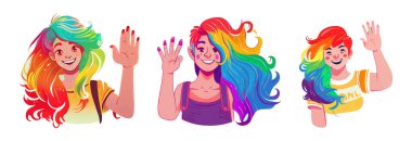 beyaz arkaplanda izole edilmiş homoseksüel kişilerin yatay vektör çizimi.