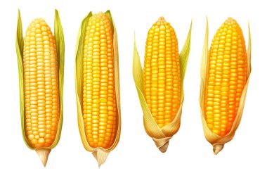 Beyaz arkaplanda izole edilmiş video oyunu için mısırı çizgi film tarzında ayarla.