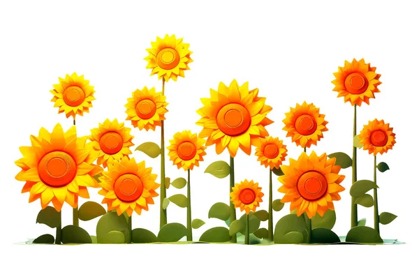 Sonnenblumen Hintergrund Cartoon Stil Für Videospiel Isoliert Auf Weißem Hintergrund — Stockvektor