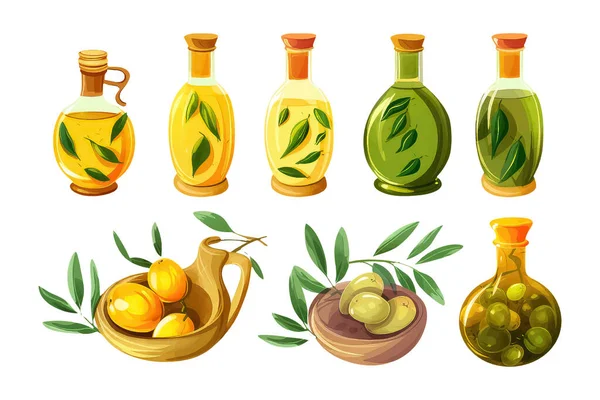 Mettre Huile Olive Dans Style Dessin Animé Pour Jeu Vidéo — Image vectorielle