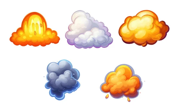 Set Vector Illustration Cloud Autumn Elements Isolated White Background — Stock Vector